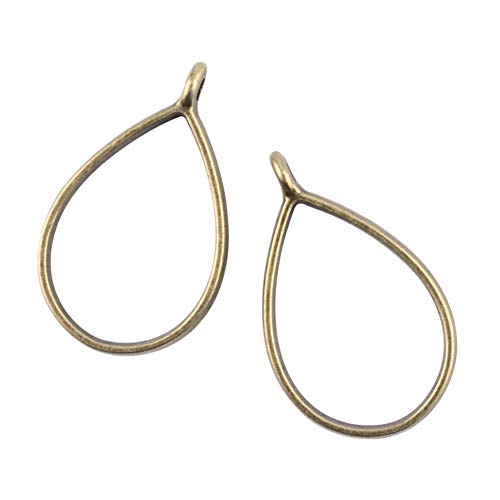PH PandaHall 100Pcs Alloy Open Back Bezel Pendants Water Droplets Charms Hollow Pendant Charms for DIY Resin Crafts Jewelry Making (Antique Bronze)