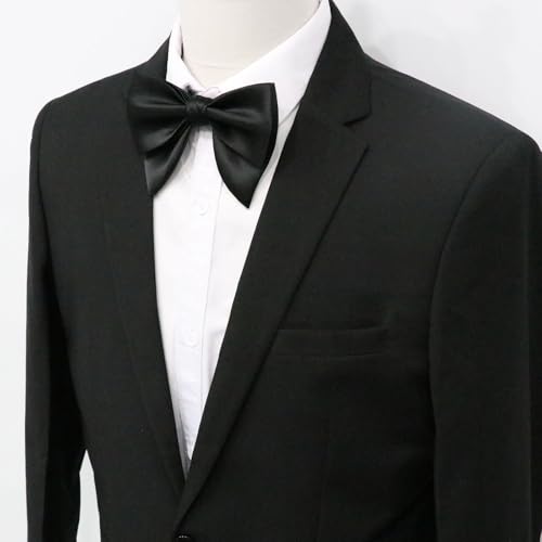 Image of Luckyvestir Oversized Bow Ties for Men, Pre Tied Clip on Men's Black Bowtie for Wedding Tuxedo Banquets Formal Wear