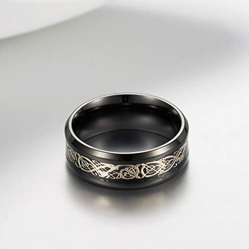 Image of HIJONES Unisex Carbide Fiber Celtic Dragon Spinner Ring Stainless Steel Wedding Spins Band