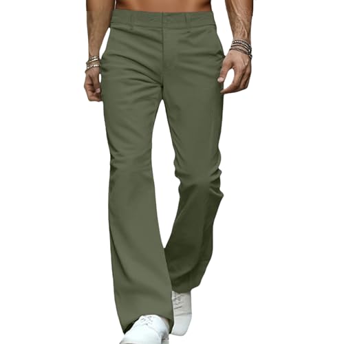 Men's Corduroy Pants Solid Color Flared Legs Trousers Slim Fit Comfort Pants Lightweight Fashion Business Trousers