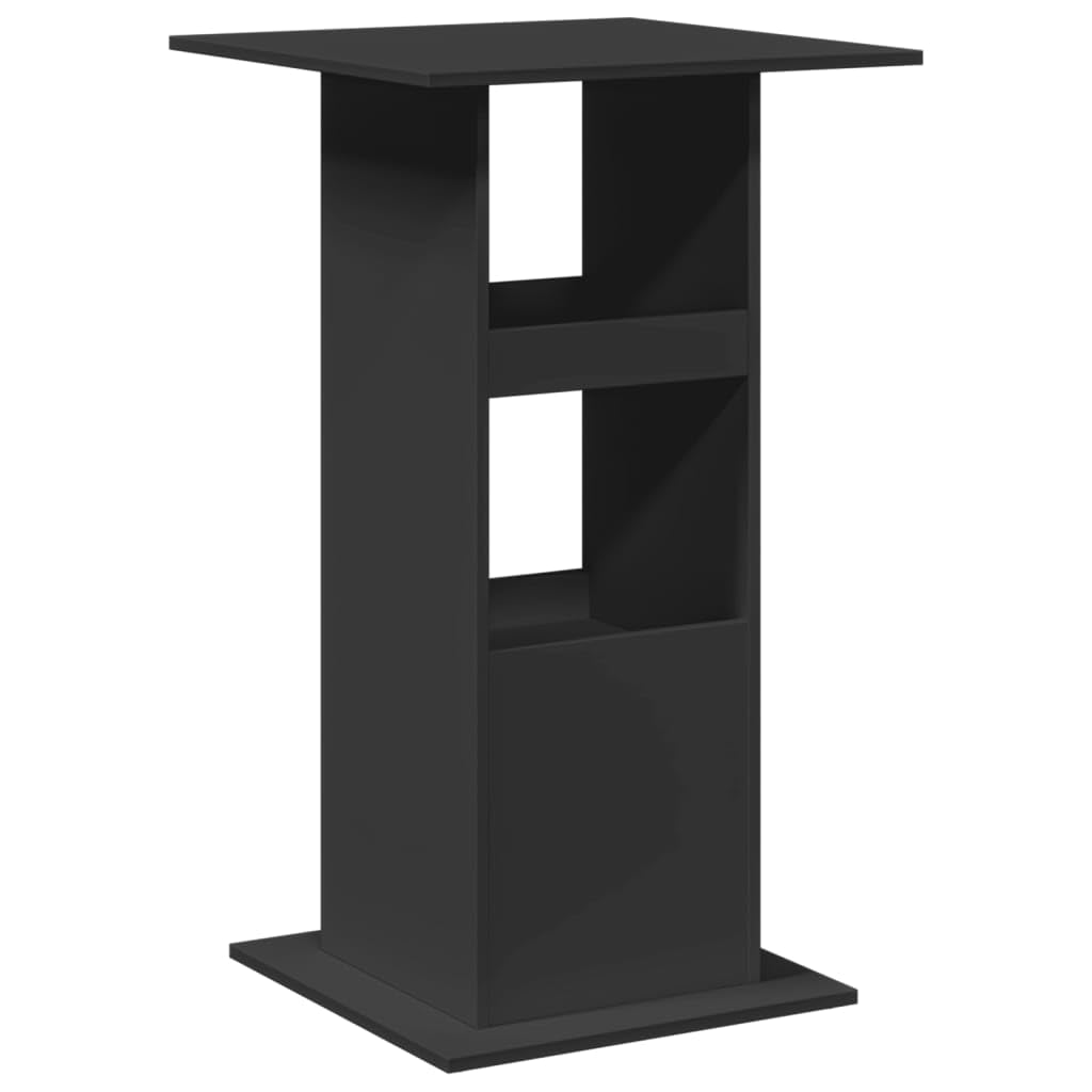 Table de bar avec étagères - Noir - 60 x 60 x 102 cm - En bois - Polyvalente - Pour salle à manger, cuisine, salon, restaurant