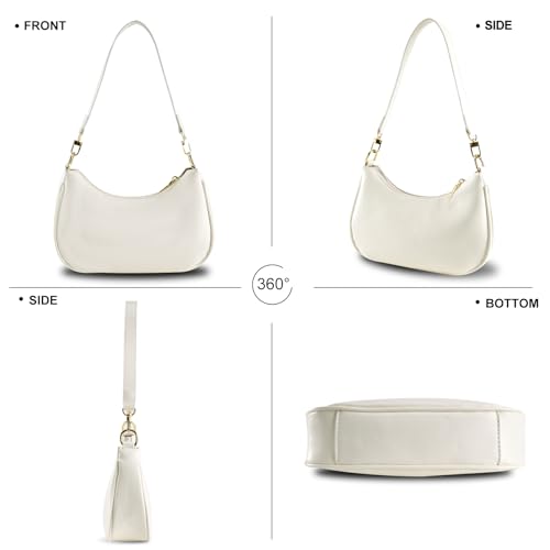 Image of Shoulder Bags for Women Leather Cute Hobo Tote Handbag Under the Arm Purses Mini Clutch Purse with Zipper Closure