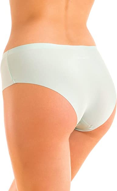 Image of SHAPERX Women /Girls Seamless Ice Silk Invisible No Show Laser Cut Hipster Underwear Medium Waist Soft and Breathable Printed Panty Set Pack of 5