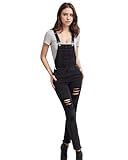 Salopette en jean délavé déchiré vintage pour femme, salopette en jean extensible avec bretelles réglables
