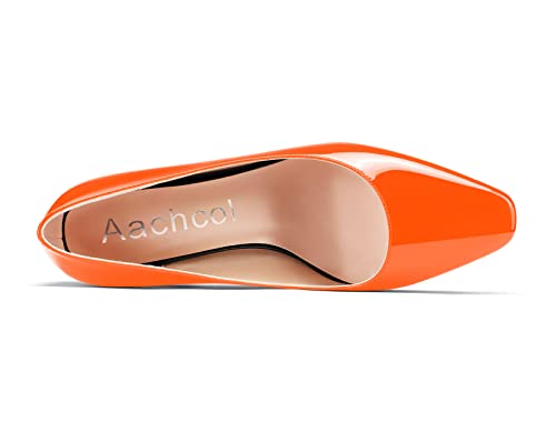 Aachcol Women Square Toe Pumps Chunky Block Mid Heel Slip-on Dress Shoes Office 3 Inch4