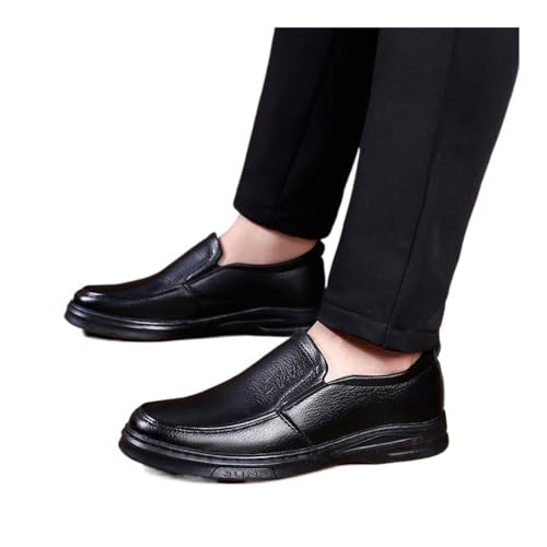 Men's Slip-on dad Casual Leather Shoes Oxfords(Black,9)3