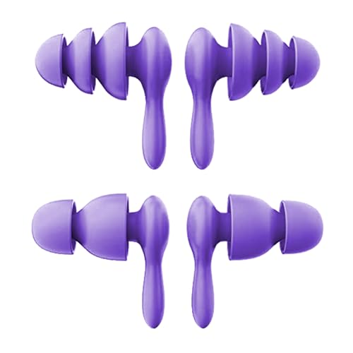 2 Pares Tapones para Los Oídos para Dormir, Silicona Impermeable Tres Capas Reducción 40dB de Ruido Tapones para Dormir Super en Forma para Conciertos, Viajes, Natación, Trabajo