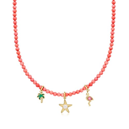 Ross-Simons 3.5-4mm Pink Coral Bead Charm-Compatible Toggle Necklace in 18kt Gold Over Sterling4