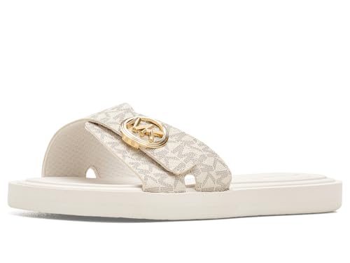 Michael Kors Womens MK Pool Slides Vanilla 10 Medium
