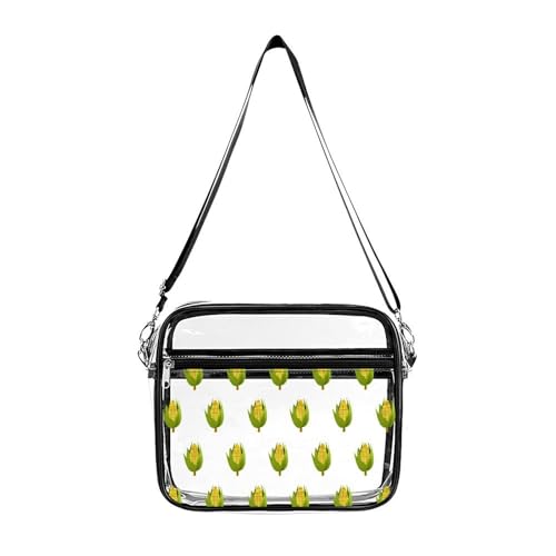 Corn Large Crossbody Bag Clear Stadium Bag Anti-Theft Side Shoulder Bags Messenger Bag with 2 Compartments
