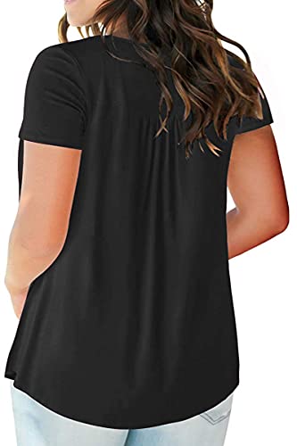 VISLILY Women's Plus Size Henley Shirts Flowy Summer Tops Pleated Buttons Up Tunics2