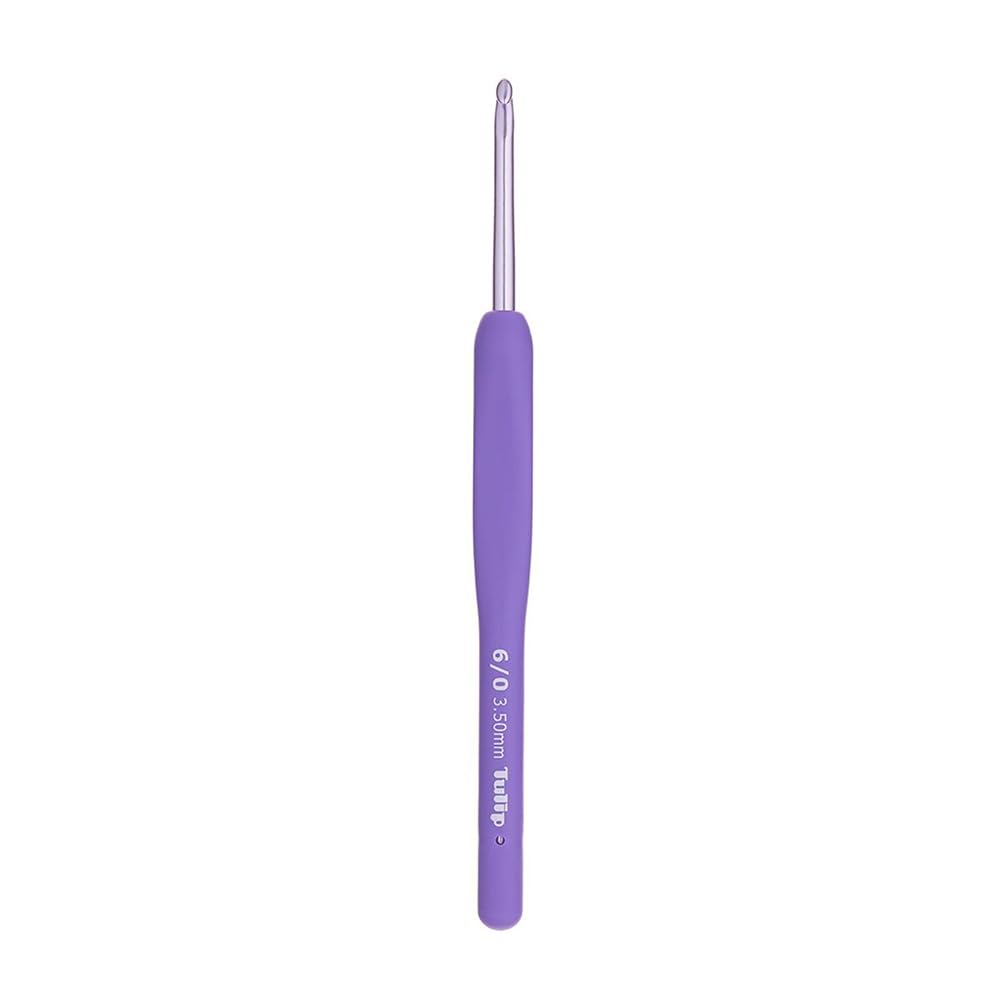 Etimo Murasaki Crochet Hook - Softgrip Ergonomic Aluminium Hook, Lightweight and Smooth Tip for All Yarn Types, Purple Handle, 3.50mm - 1 Piece