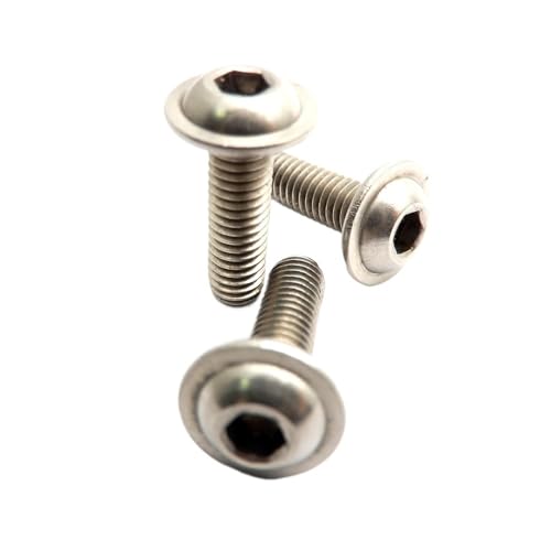 10個入り M4 フランジボタンヘッドネジ - A2 ステンレススチール 六角ソケットボルト 一体型フランジ付き(6mm)