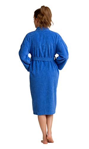 Image of Women's Turkish Terry Kimono Style Bathrobe - 100% Cotton Robe for Women - Comfortable & Absorbent - Soft & Cozy Wear
