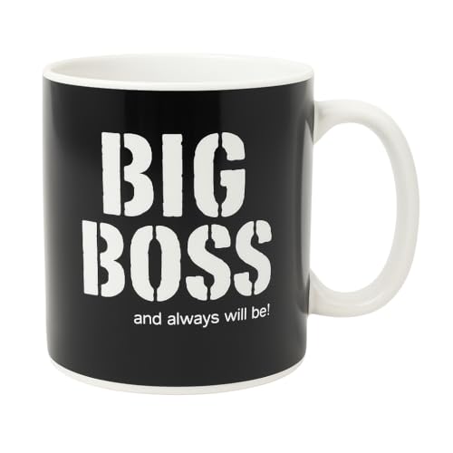 JRose Collections Big Boss Giant Mug - Extra Large Mug Cup - Jumbo Size 900ml - Black & White Ceramic Coffee Mug - Gift for Bosses Dads and Coffee Lovers JR5096