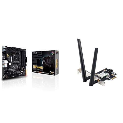 ASUS TUF GAMING B550M-PLUS, Scheda madre Gaming micro ATX AMD B550, PCIe 4.0, M.2, 10 DrMOS, 2,5Gb Lan, HDMI, DP, USB 3.2 Gen 2 Type-A e C + Adattatore Tri Band BE6500 PCI-E WiFi 7 (802.11be)