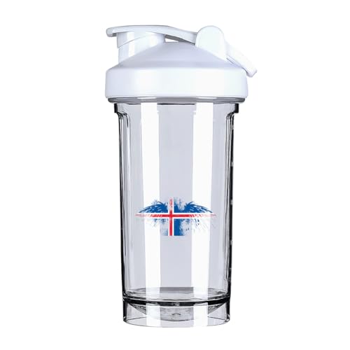 Iceland Icelander Flag 18 Ounce Shaker Bottle Drink Mixer Leak-proof Pre Workout Protein Shakes Meal Replacement Shakes Bottles 500ML/18 Oz White