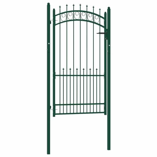 Zauntor Gartentore Metall Gartentür,Zauntor mit Spitzen Stahl 100x175 cm Grün für Terrasse Garten