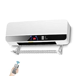 CCFCF Verwarmingsventilator, wandradiator, ventilatorkachel, keramiek, afstandsbediening en timer, digitaal display, met droogrek