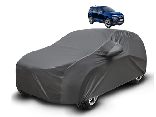 Image of Auto Hub Waterproof Car Cover Compatible with Tata Safari (Model : 2021-Till Date) with Mirror Pockets, Soft Cotton Lining, Safari Car Cover Waterproof, Grey