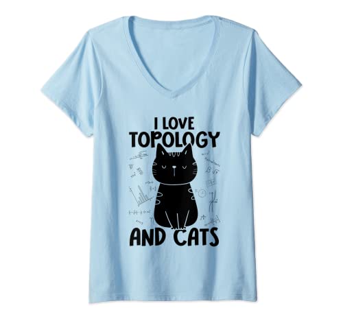 Donna I Love Math and Cats - Topologia divertente, Maglietta con Collo a V