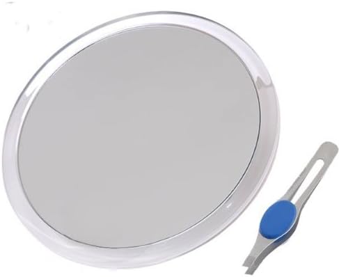 DBTech Large Suction Cup Magnifying Mirror with Precision Tweezers (5-Inch 10x)