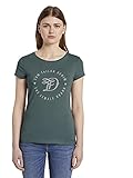 Rundhalsausschnitt TOM TAILOR Denim Damen Basic Logo Tee T Shirt, 13178 - Mineral Stone Blue, XS EU