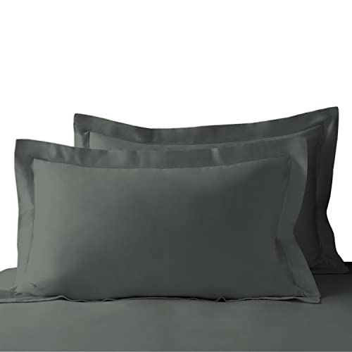 Pizuna Luxurious Cotton King Size Oxford Pillowcases 2 Pack Dark Grey 50x90cm