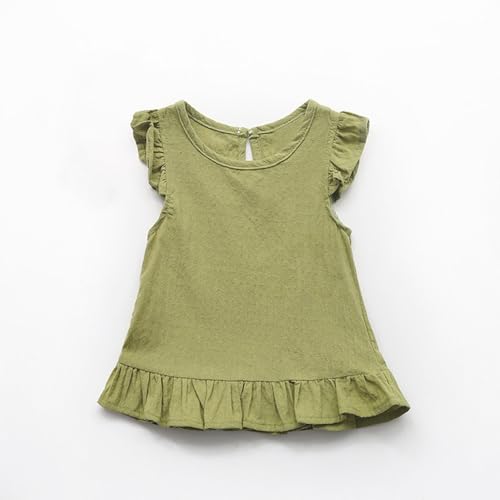 Toddler Girls Ruffle Tank Tops Summer Casual Linen Shirts Cute Cap Sleeve Blouse Tops for Baby Girl2