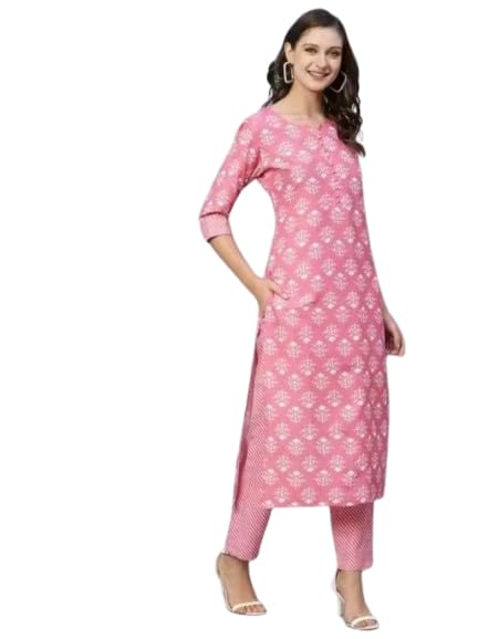 Image of Women's Gown Printed Kurti with Dupatta Set, Soft Crepe Fabric Outfit