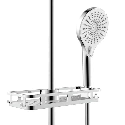 WENKO Duschablage Libertà Chrom, Duschregal mit Haken und Duschkopfhalter...