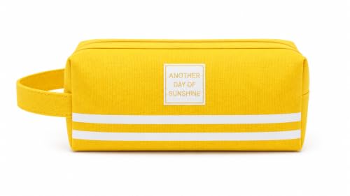 Estojo Organizador Escolar Retangular com Zíper Duplo, Amarelo