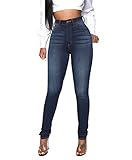 KUNMI Womens Classic High Waisted Skinny Stretch Butt Lifting Jeans Slim Fit Denim Pants Blue Black