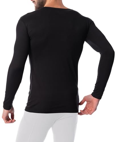 AMERICAN HEAVEN Men's 3 Pack Base Layer Long Sleeve Thermal V Neck Top | Soft & Lightweight Fleece Lined Shirts3