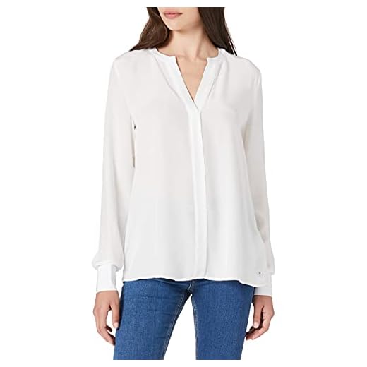 Tommy Hilfiger Viskos V-ringad blus för kvinnor, Ecru, 58 SE