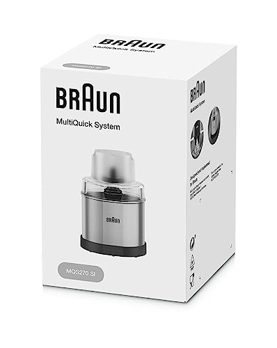 Braun Kaffee- und Gewürzmühlen Aufsatz MQS 270 SI mit EasyClick Plus System - Zubehör für Braun Stabmixer MultiQuick 7 und 9, Silber