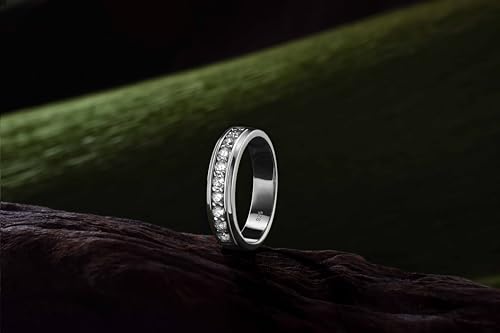 Mens wedding Band 925 Sterling Silver Gold Rings For Men 14K White and Yellow Gold Plated 1ct 9 Round 5A Cubic Zirconia Promise Rings For Him Size 8-132