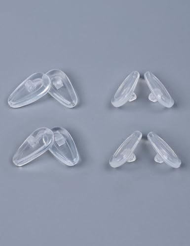 Image of 4 Pairs Ultra Soft Silicone Eyeglass Nose Pads for Oakley Fuller OX3227 /Tincup OX3184 /Base Plate OX3232 /Conductor 6 8, Screw-in Air Chamber Anti-Slip Glasses Nose Piece Replacement Kit Clear