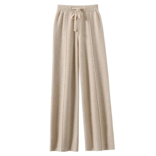 Women's High Waist Knit Wool Wide Leg Pants Straight Loose Cashmere Soft Solid Color Merino Wool Trousers3