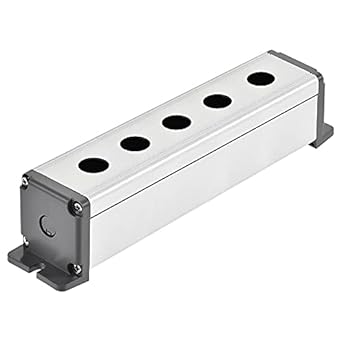 uxcell 5 Holes 16mm Aluminum Switch Button Station Box with a PG7 Cable Gland and Mounting Base
