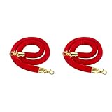レッドベルベットスタンションロープ 2本パック 光沢スナップフック付き レッドカーペットイベント、VIPライン、グランドオープニング、ホテルロビーに最適 (4フィート)