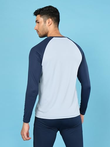 Image of TECHNOSPORT Men's Slim Fit Polyester Color Block Athleisure Crew Neck T-Shirt with Full Sleeve, Moisture Wicking and Quick Dry