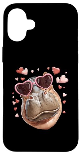 Hippo Hippopotamus �o�����^�C���f�[�n�[�g�T���O���X �X�}�z�P�[�X iPhone 16 Plus �p