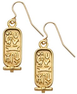 MANUFACTURED IN USA - Cartouche 2-sided earrings, from our Egyptian Museum Collection