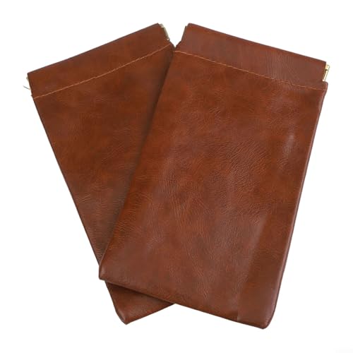 QuivyLivy Bolsa de almacenamiento de cuero para gafas, funda para gafas de sol de cierre automático con cierre de resorte para viajes, organizador y soporte de gafas duradero, paquete de 2 (marrón)