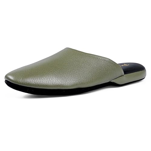 PAMIR Women's Genuine Full-Grain Leather Scuff Slippers, Avocado, US 7 M by PAMIR - Image 4
