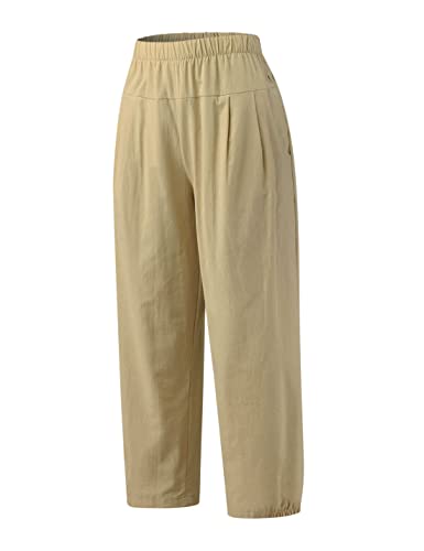 Image of Bozanly Summer Capri Pants for Women Casual Elastic Waist Cotton Linen Comfy Yoga Crop Pants Trousers 2026