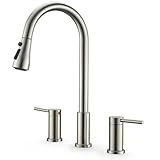 FROPO 2 Handle Kitchen Faucet with Pull Down Sprayer, 3 Hole Kitchen Sink Faucet with...