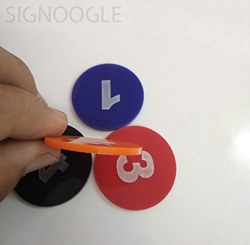 SIGNOOGLE Orange Plastic Token/Coins with Numeric Numbers 1 to 20, Pack of 20 Coins for Hotel Restaurant Mall Bank Office