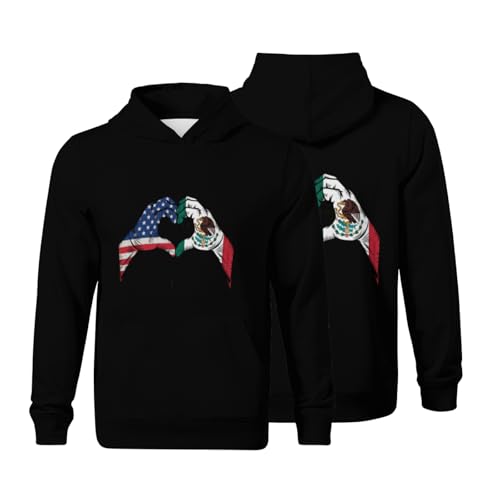 Kids Mexico Flag Vintage Mexican Roots American Boys Girls Lightweight Kangaroo Pocket Fleece Hoodies